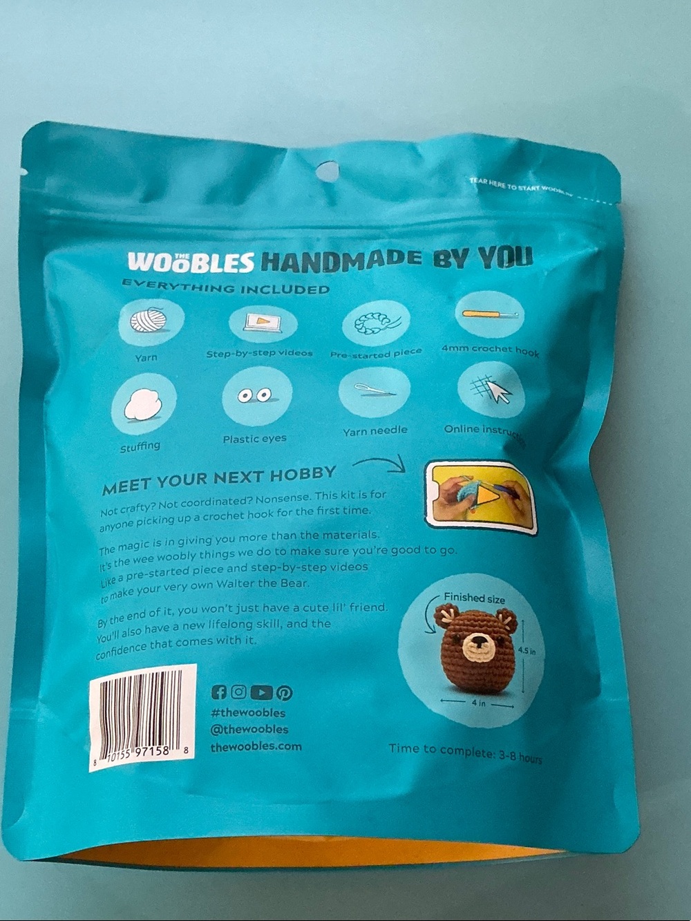 The Woobles Walter The Bear Crochet Kit - Picture 3 of 6
